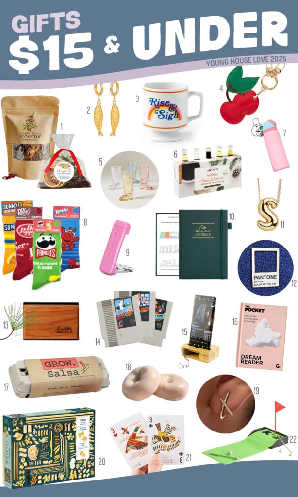 Holiday Gift Guide Mood Board Gift Ideas $15 and Under