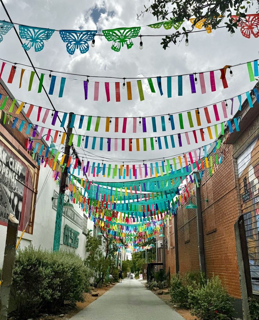 Colorful Banner Flags in Bishop Arts District Dallas Texas