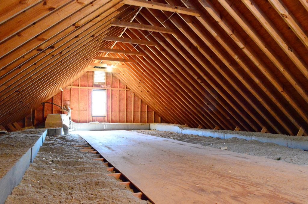 Large unfinished attic empty of items