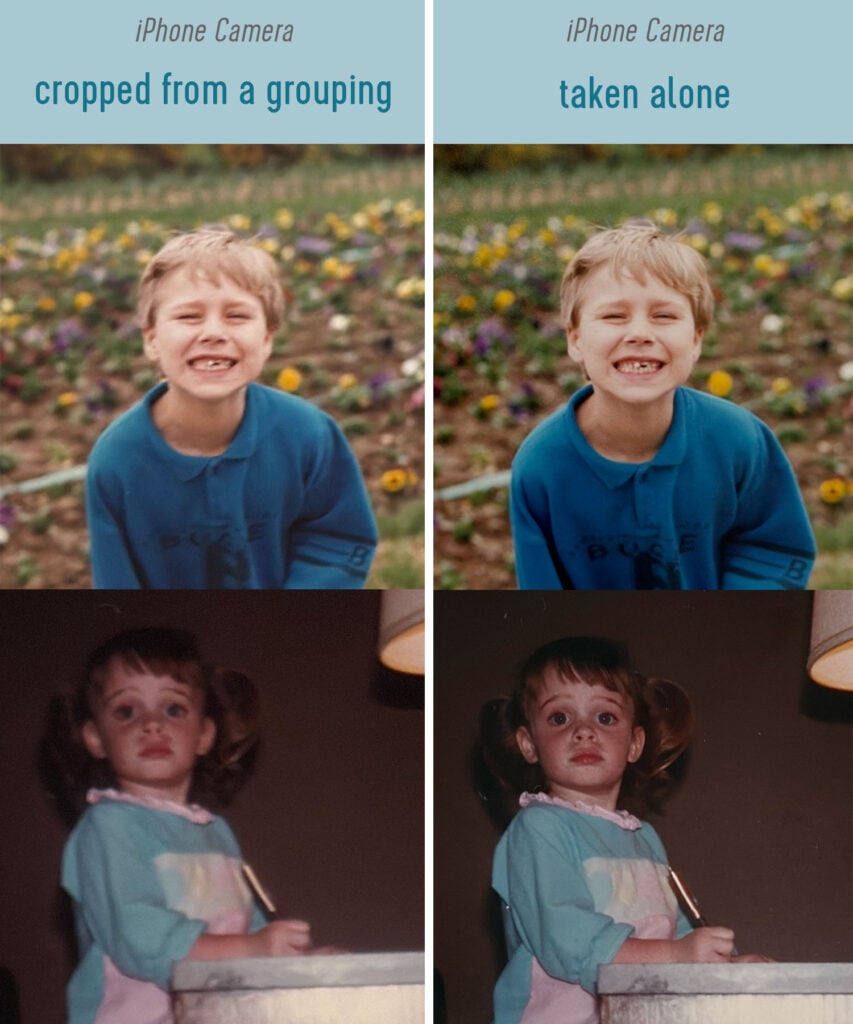 Difference Between Digitizing Old Photos with iPhone As Group Photo or Individual Photos