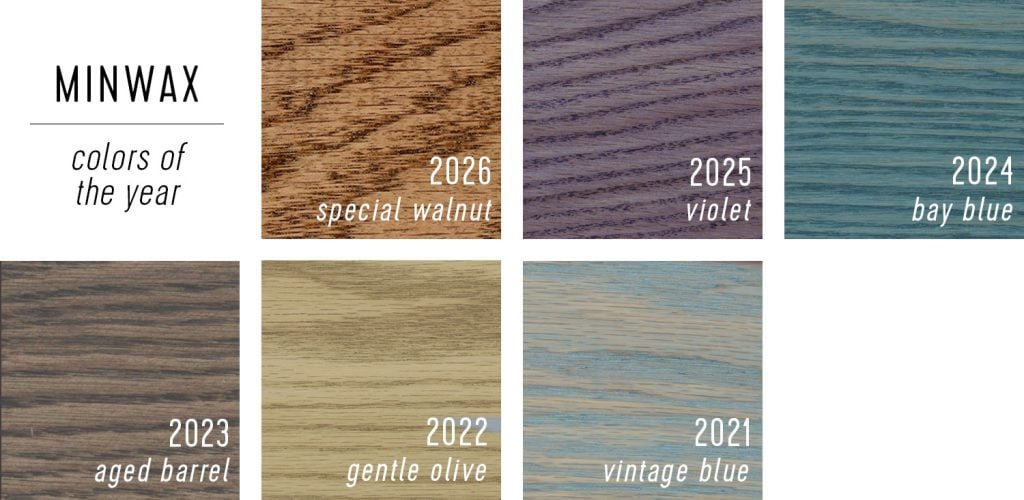 MinwaxColor of the Year Selections 2021 Through 2026