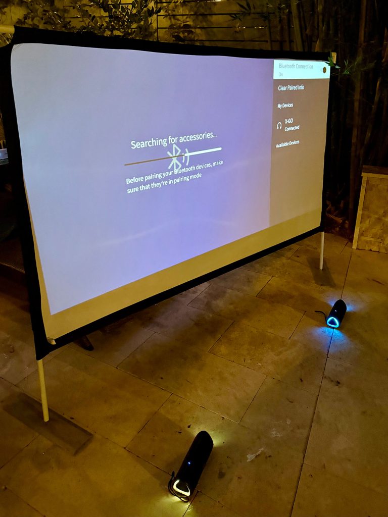 Bluetooth Pairing Wireless Speakers to Outdoor Movie Projector