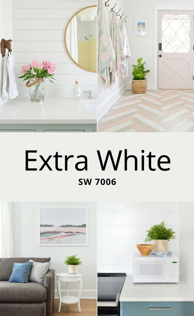 Sherwin Williams Extra White SW 7006 Photo Collage In Several Spaces