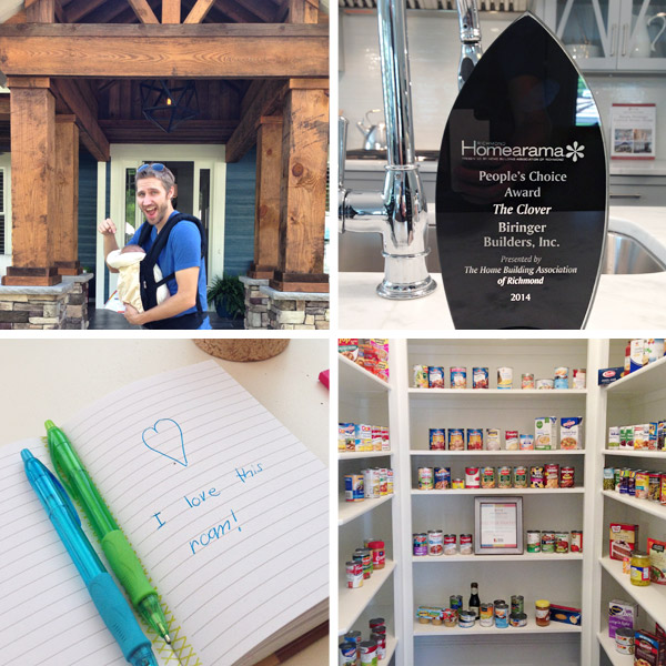 Collage Of Homearama Richmond Events With Award and Pantry Stocked With Donations