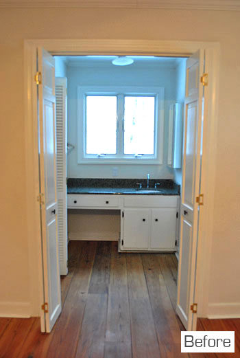 Before Of Bedroom Sink Nook With Bifold Doors 